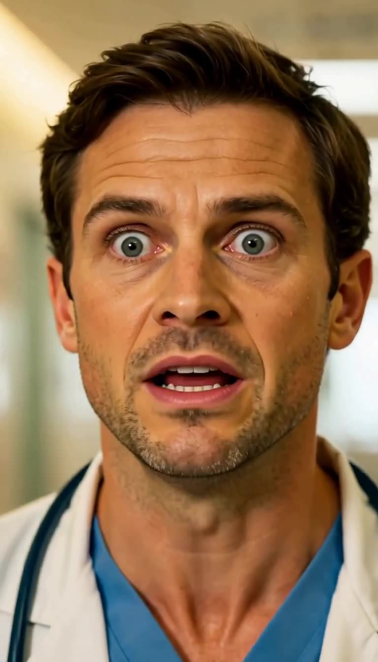 Dr. Nathan stares in wide-eyed horror and disbelief as Chairman Vance's true identity is revealed.