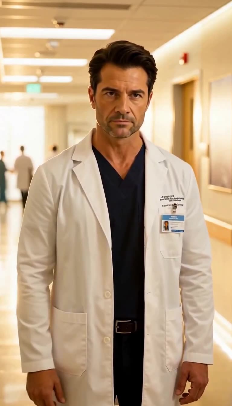 Dr. Nathan standing firm in his lab coat with a cold, dismissive glare