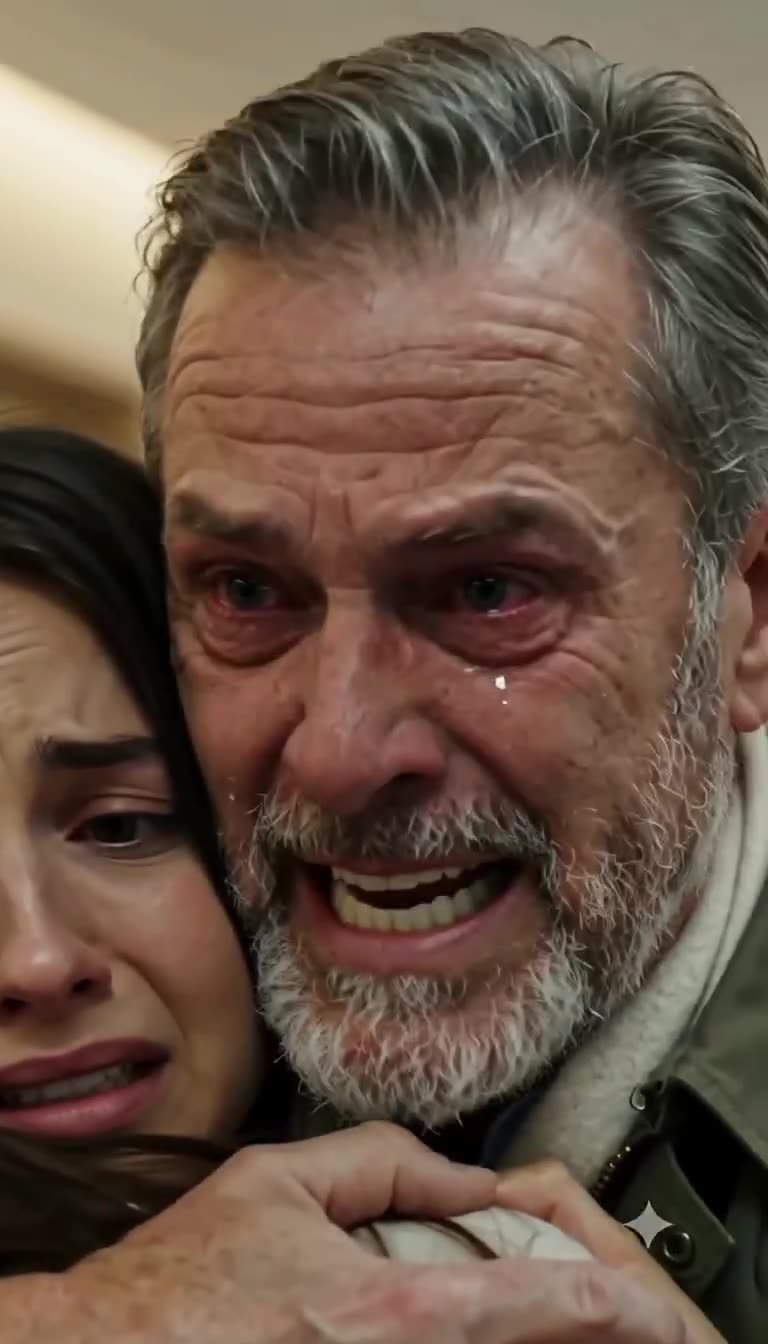 Robert's tearful expression tightens from agonizing grief into commanding fury.