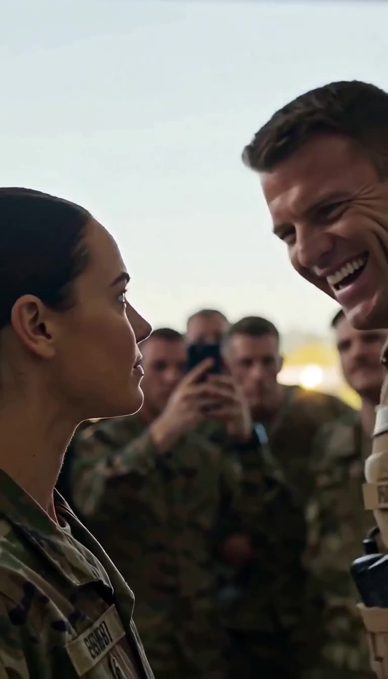 Major General Hayes smirking mockingly during the heated confrontation in front of the troops.