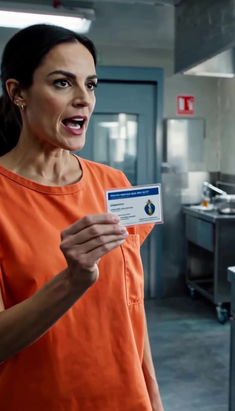Camille holds out an official inspector badge, announcing the guard's immediate relief of duty.