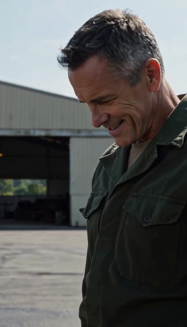 Close-up of Colonel Vance smirking down with sharp confidence