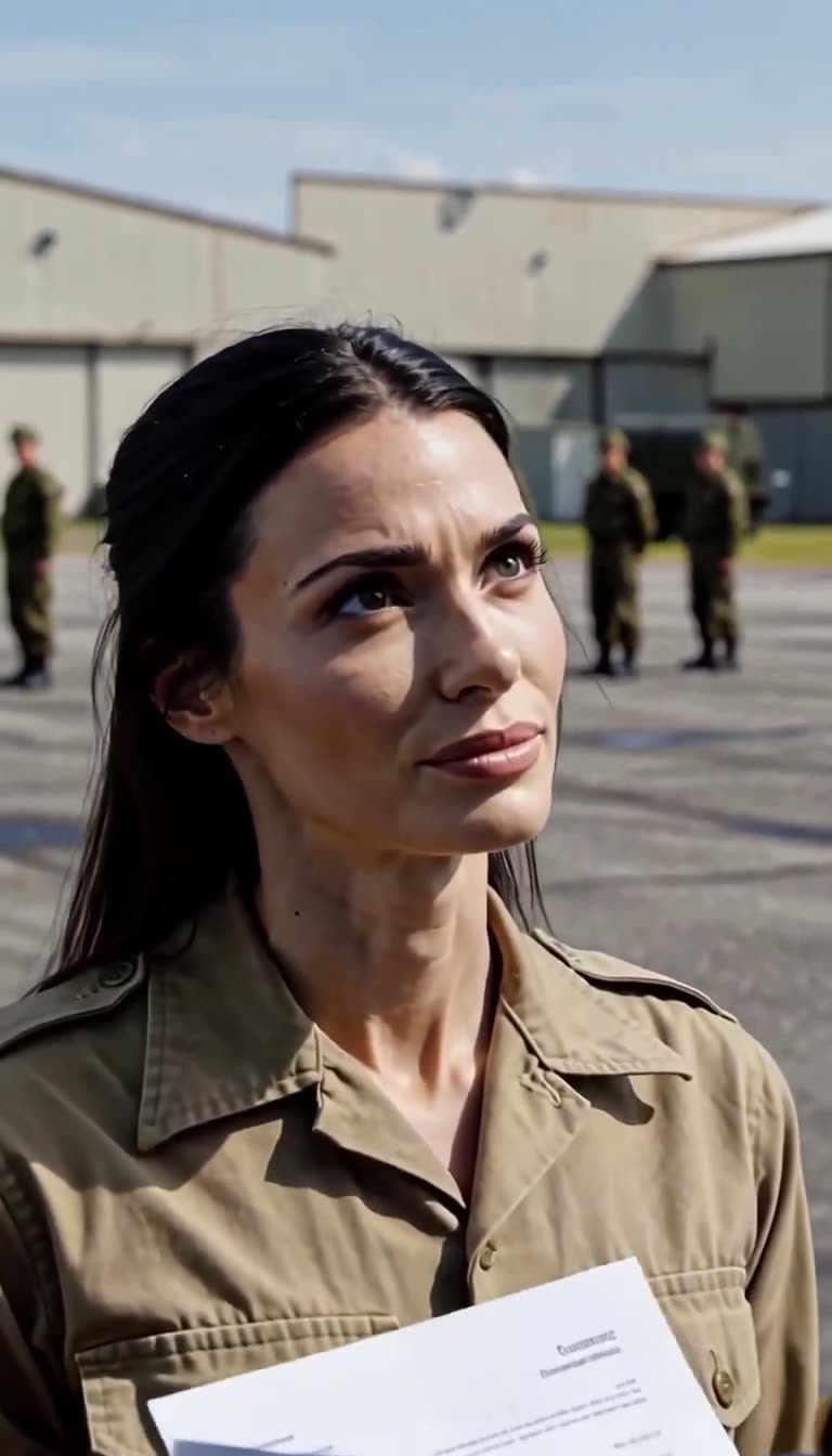 Lieutenant Elise maintains an unyielding, calm expression during the intense confrontation.