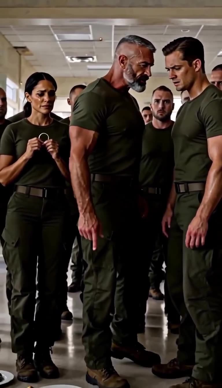 Navy SEAL operators assemble behind the Master Chief as the server holds the revealed medal