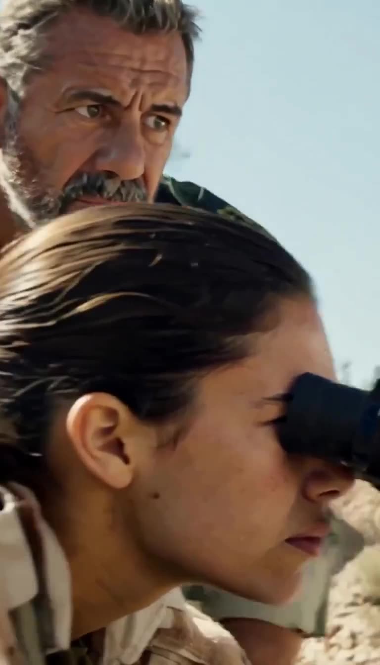 Moreau leans in closely over the focused sniper, his skepticism turning to tense curiosity.