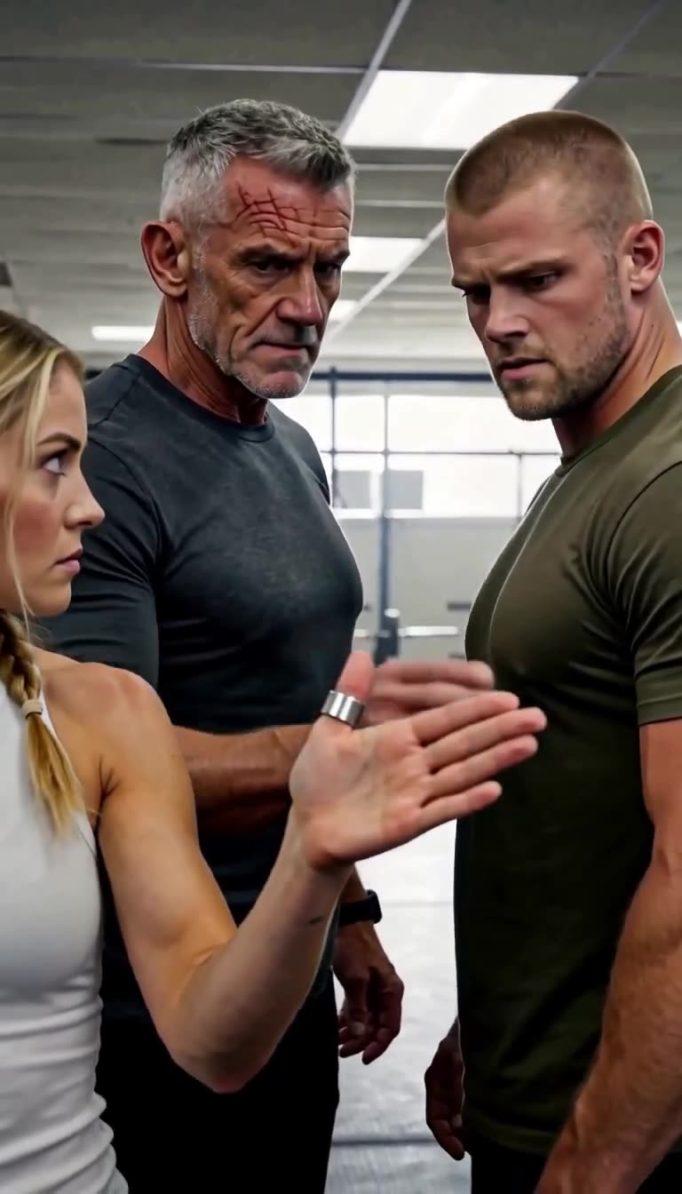 Riley displays the titanium thumb ring as Tyler stares in disbelief