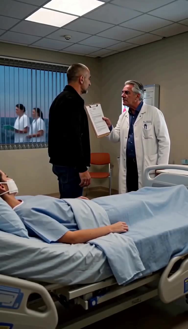 Wide shot of the Parisian hospital room as Dr. Vincent issues an ultimatum over the injured patient