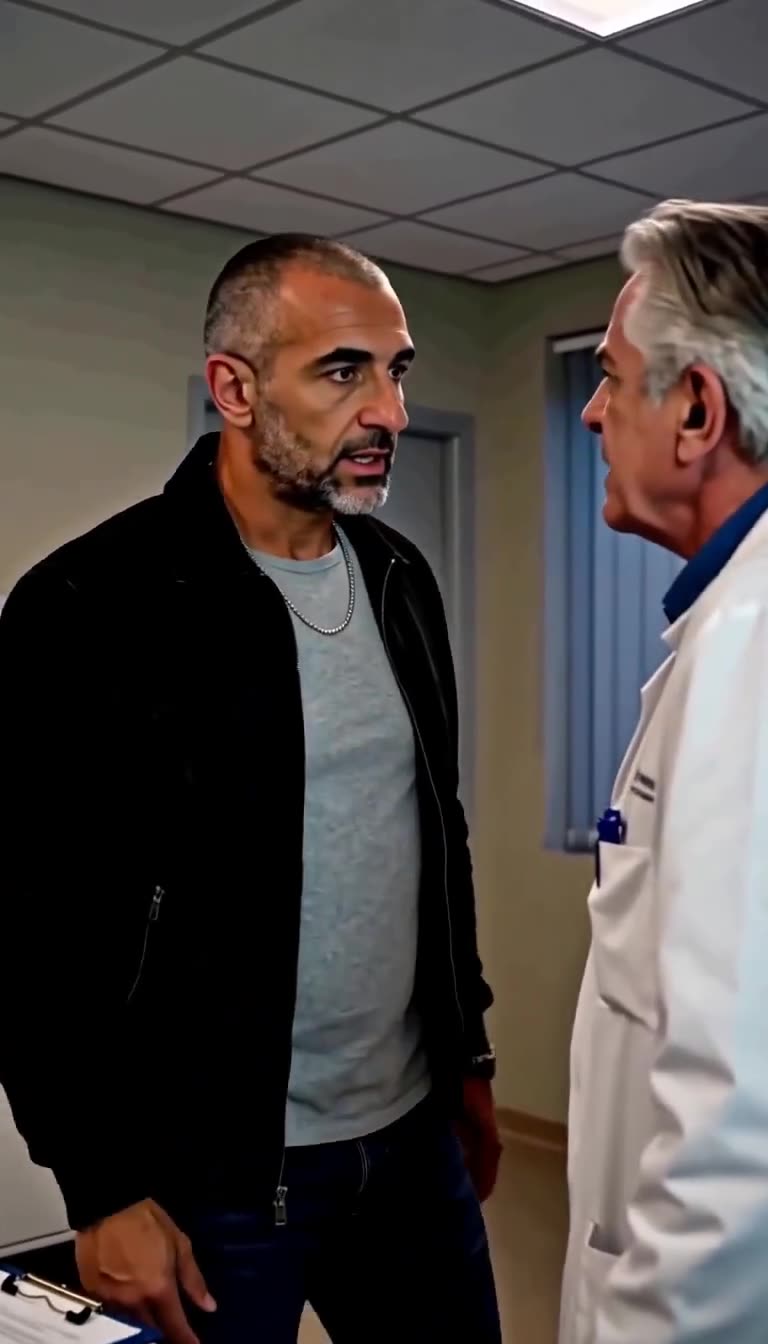 Thomas leans close to Dr. Vincent, delivering a grim warning with quiet intensity.