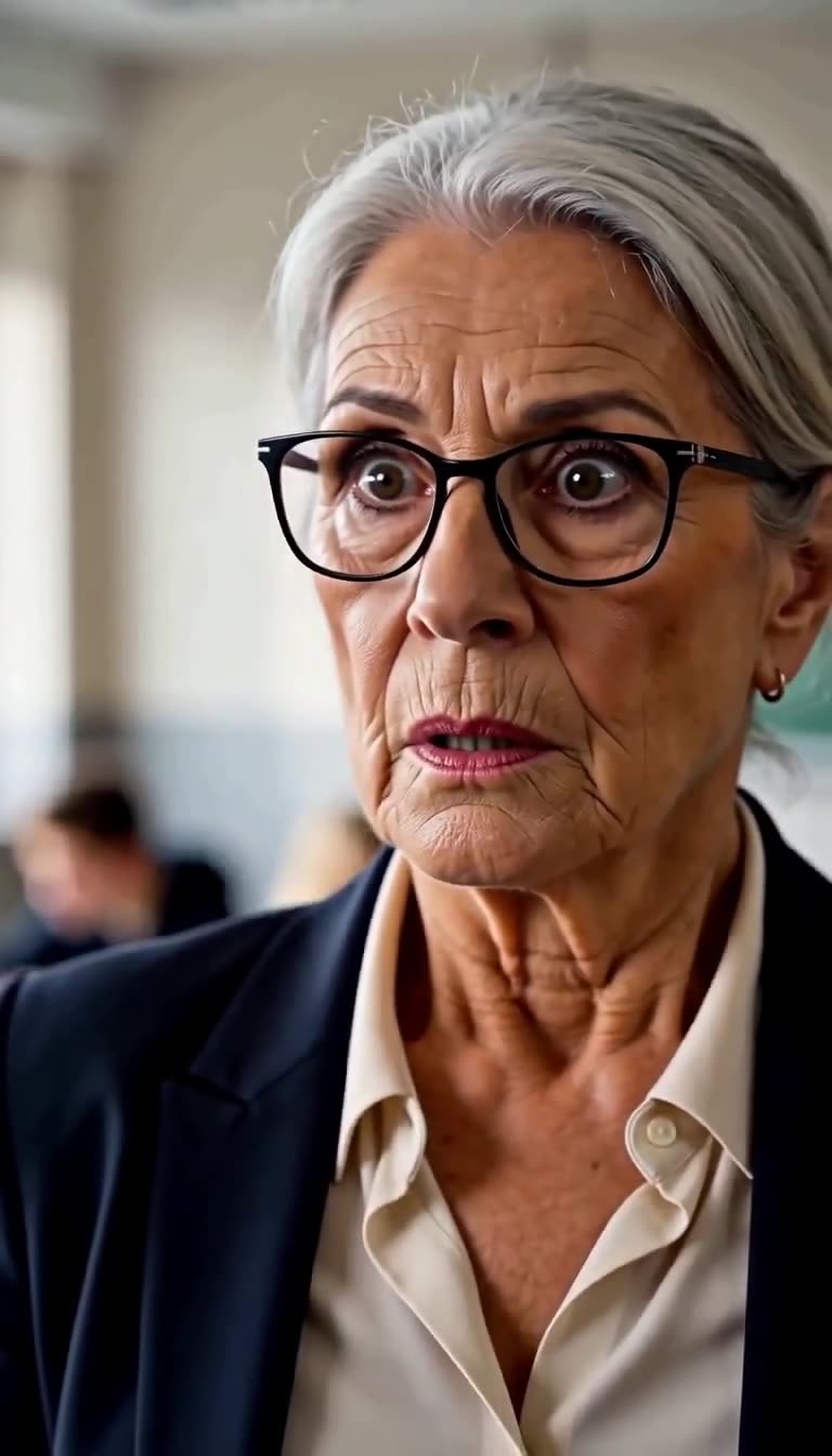 A shocked Monique stares wide-eyed behind her glasses as she realizes Vincent's identity.