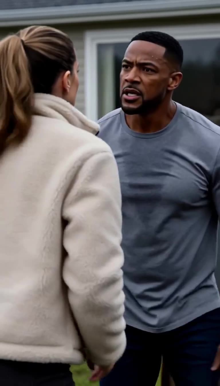 Marcus confronting Chloe angrily about the whereabouts of their child