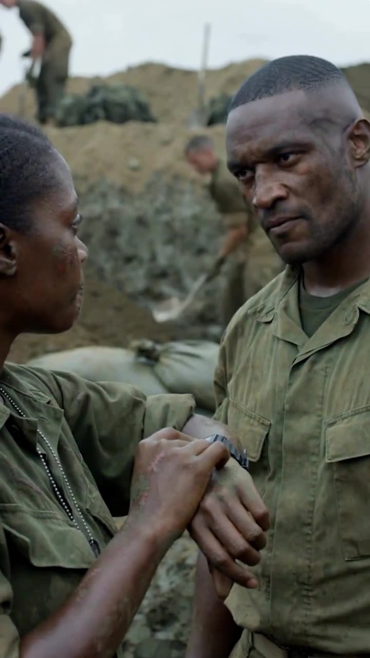 Maya stares down Marcus with her wrist raised, displaying a ticking thirty-second timer.