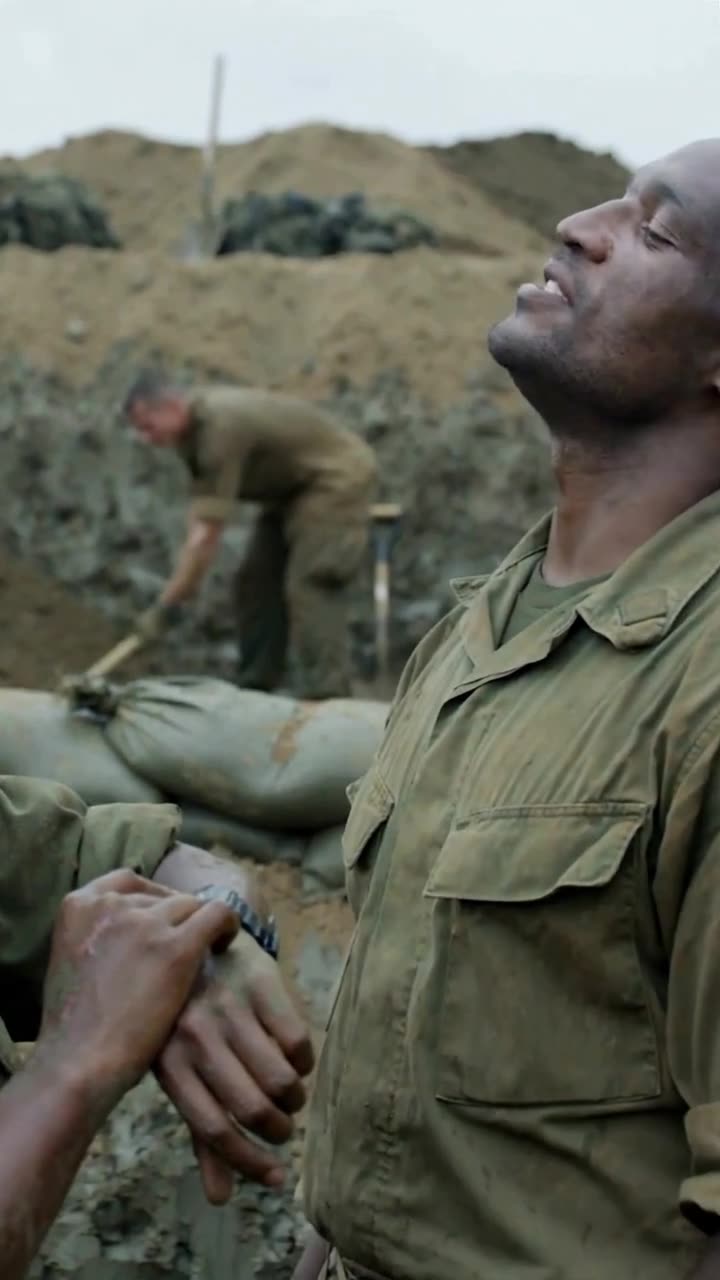 Marcus throws his head back with a mocking sneer, dismissing Maya's demand in the trench.