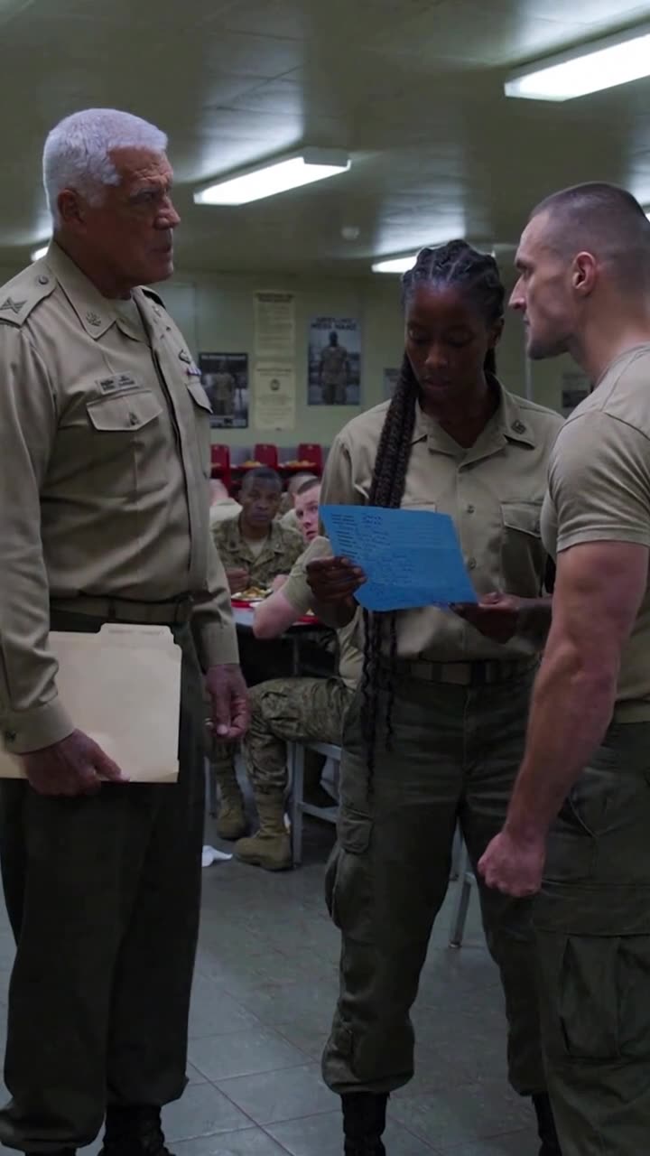 Officer Robert stepping in with a personnel file to order Derek to back off