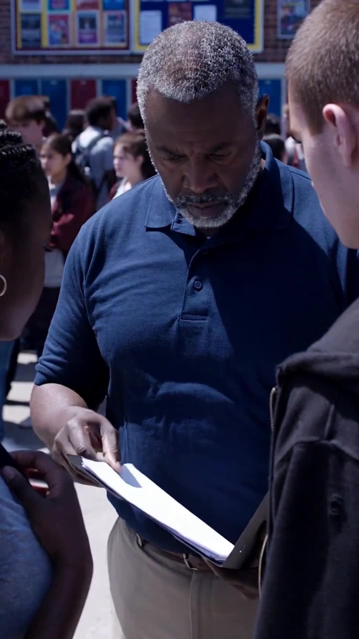 David opens a black disciplinary folder containing incident reports