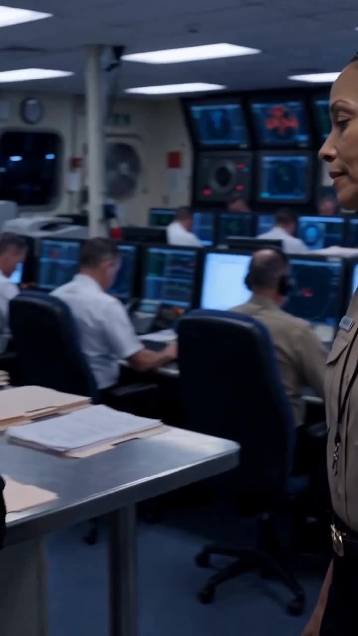 Lieutenant Vance standing composed in the bustling tactical operations room