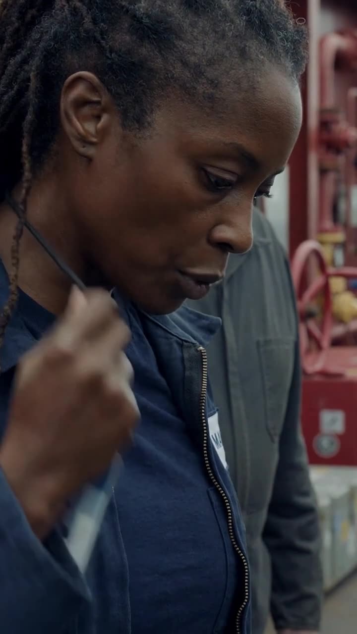 Maya reaches into her navy jacket collar to pull out a concealed federal credential badge.
