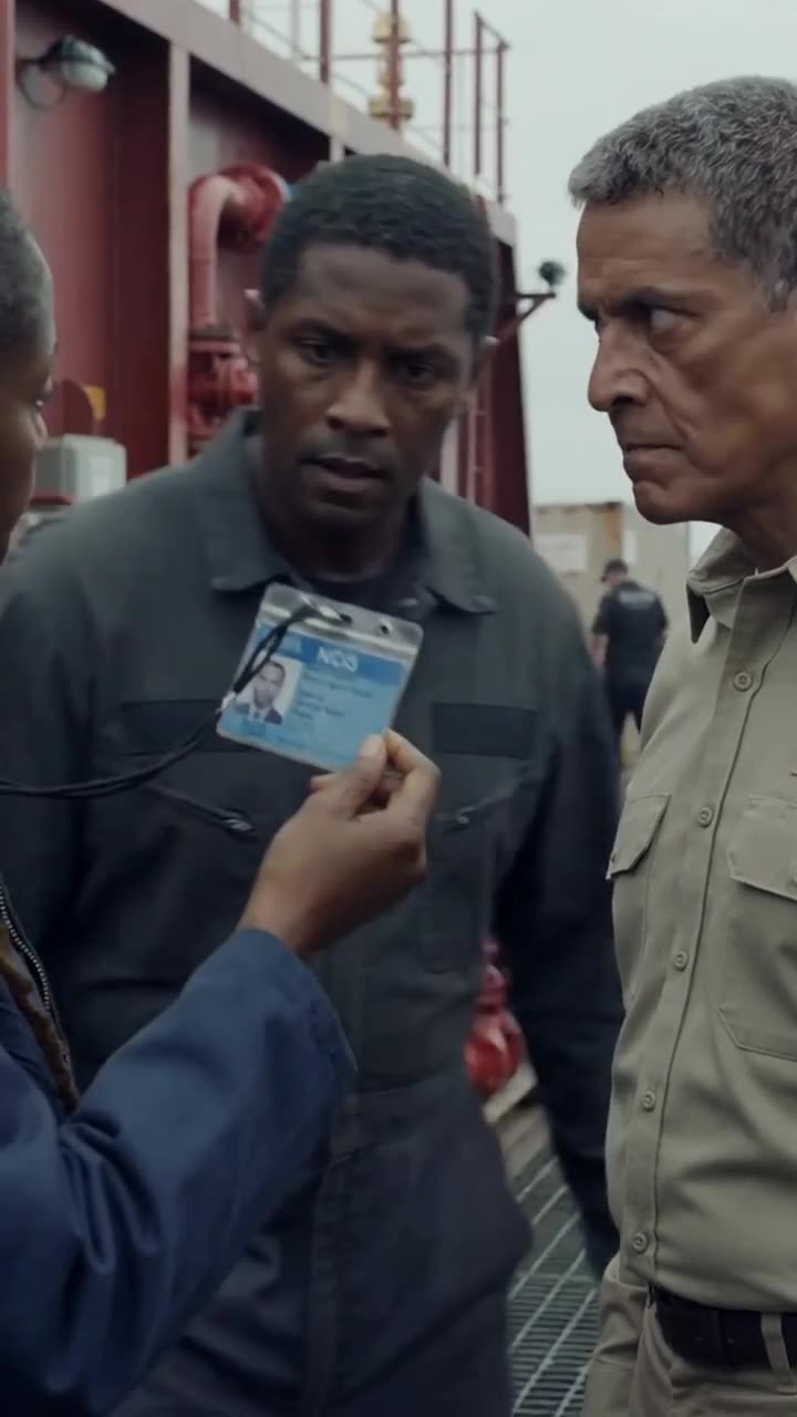 Riley reveals her NCIS credential to a stunned Colonel Mercer and his engineer.