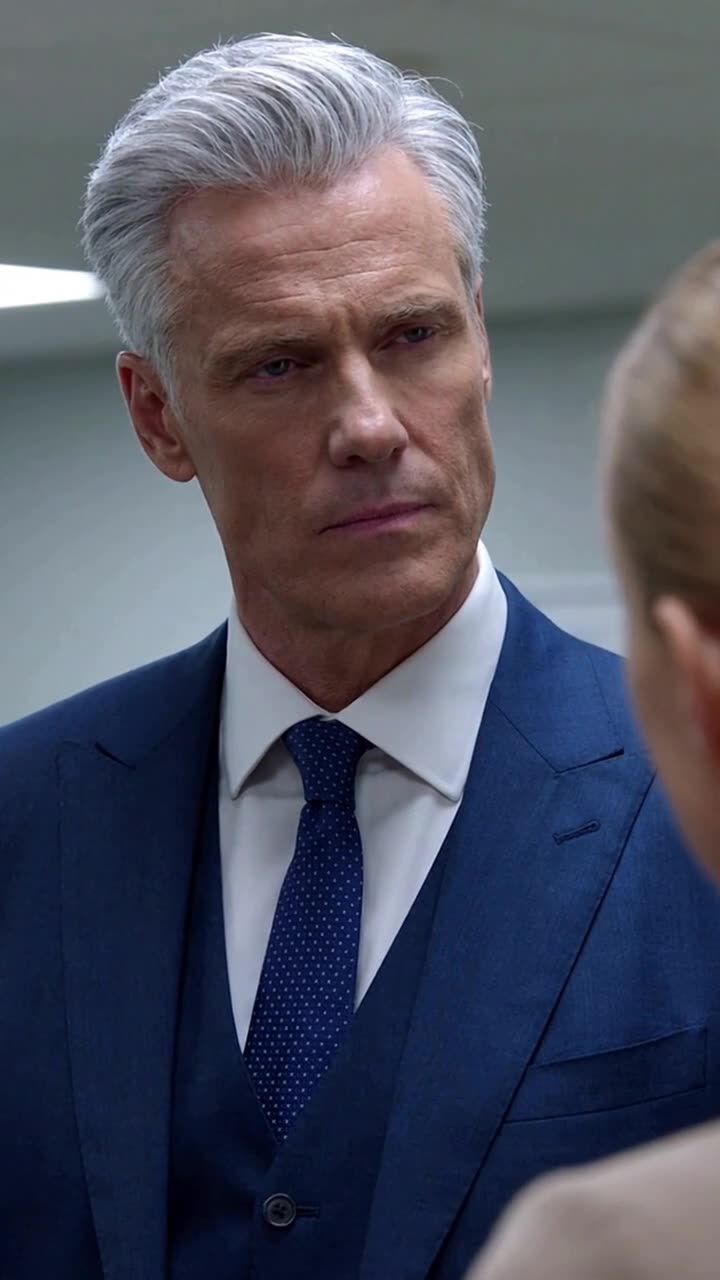 Richard stares ahead with an icy, unreadable expression, refusing to validate Chloe's complaint.