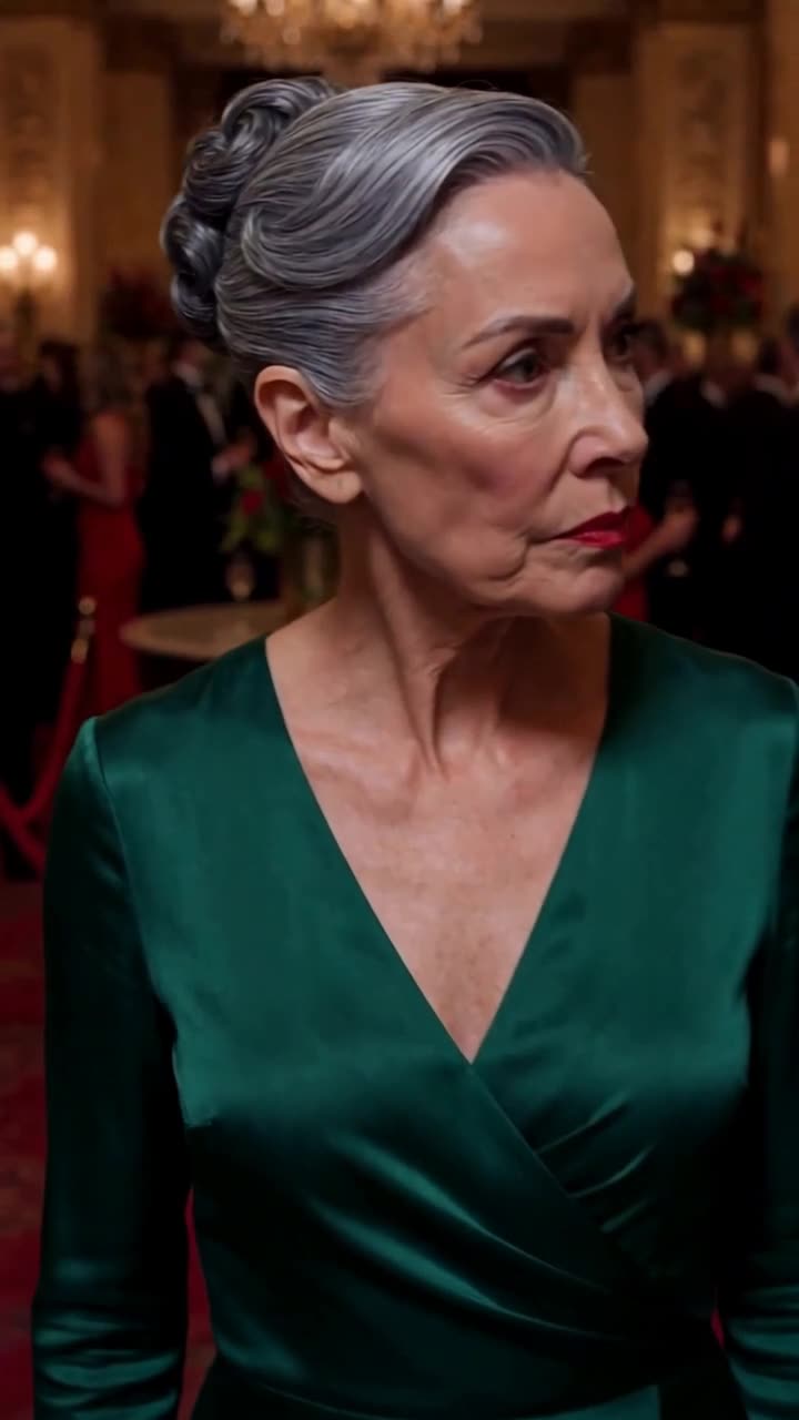Eleanor in an emerald gown glares sternly at Tyler before turning toward Maya