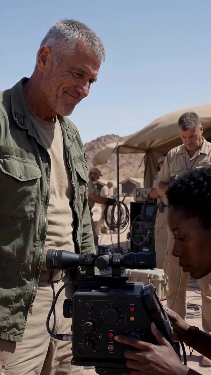 Commander Robert smirks mockingly while Maya prepares to press the emitter control toggle.