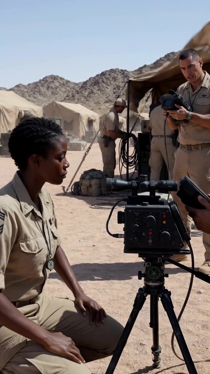 Maya kneeling calmly beside her optic console as David and the military crew register the confirmed strike.
