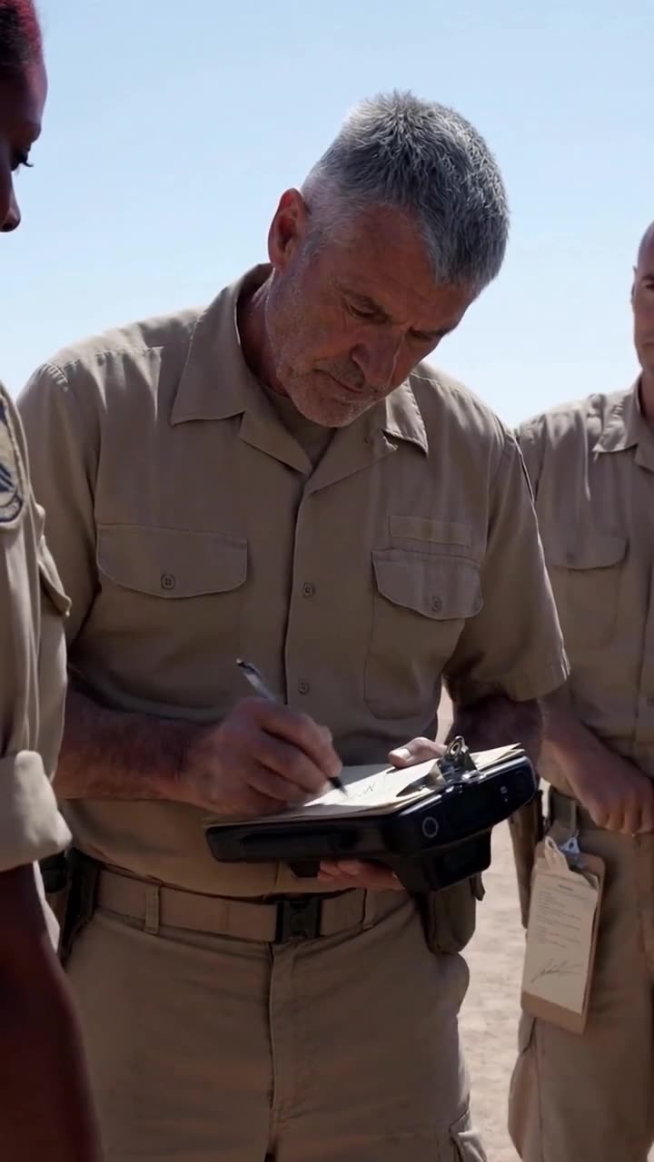 Colonel Maddox signs official sniper qualification paperwork with a somber expression