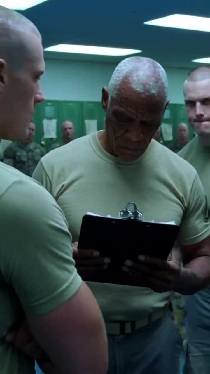 Frank inspects the clipboard records closely as tension mounts in the room