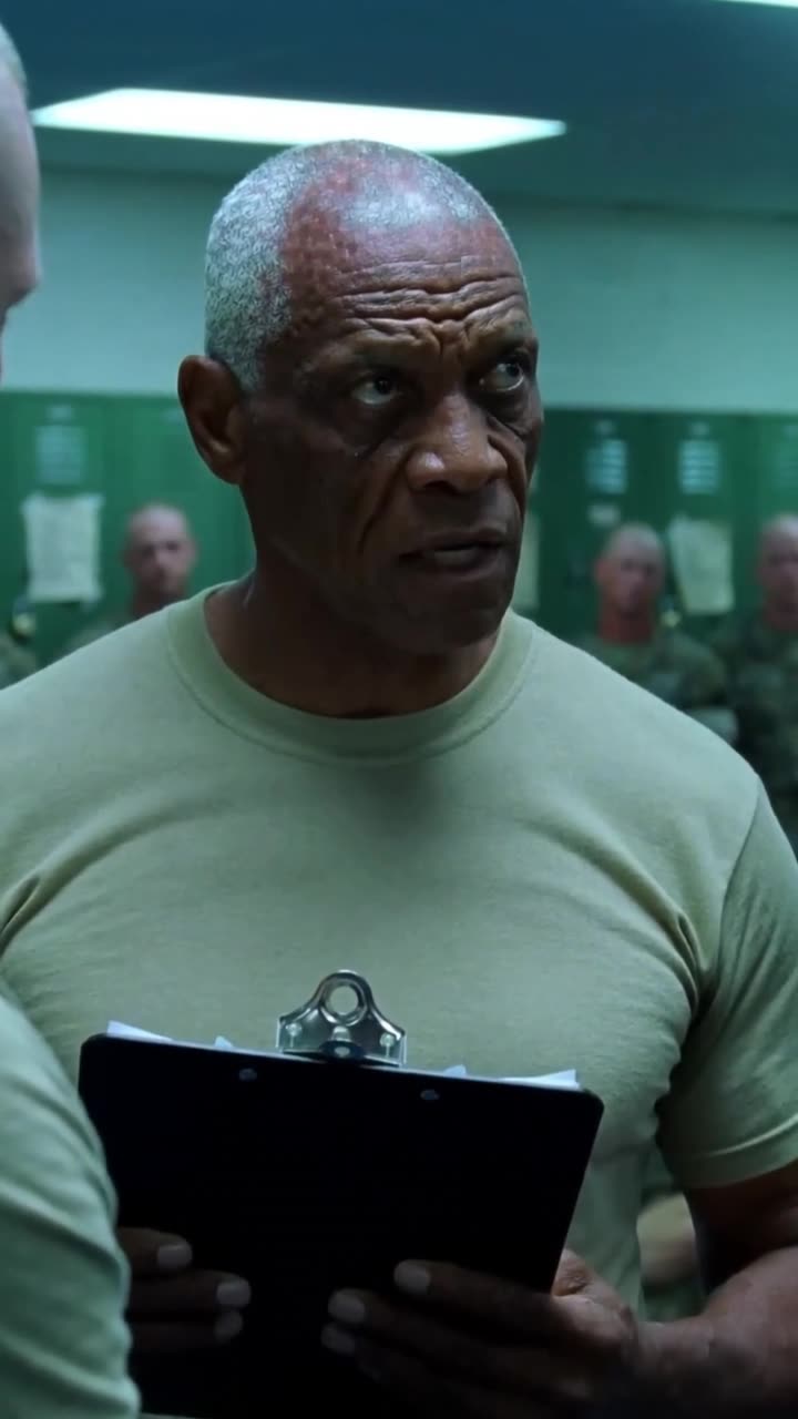 Frank glares sternly at Sergeant Tyler, issuing a blunt order of silence