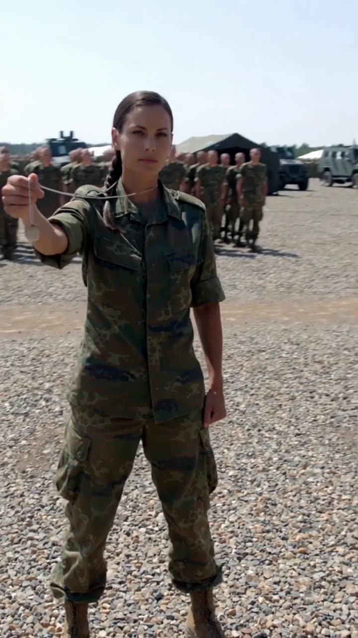 Die Kommandeurin demonstriert vor der angetretenen Truppe ihre unangefochtene Autorität