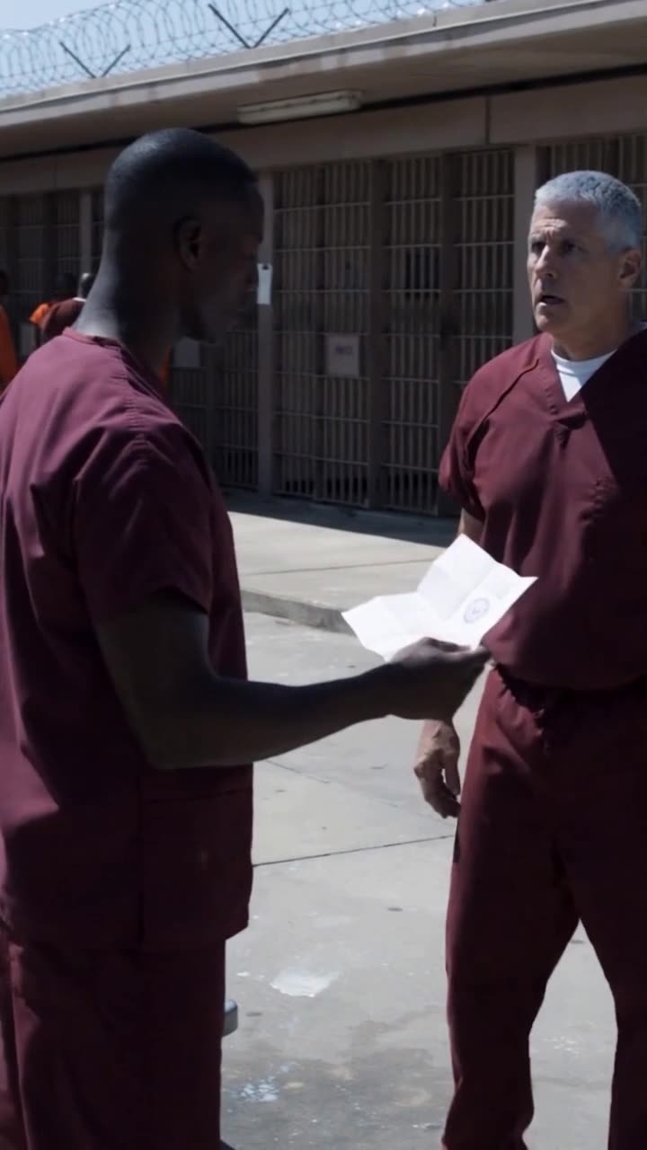 Jordan confronting Carl near the cell block corridors during the tense chain-of-command reversal
