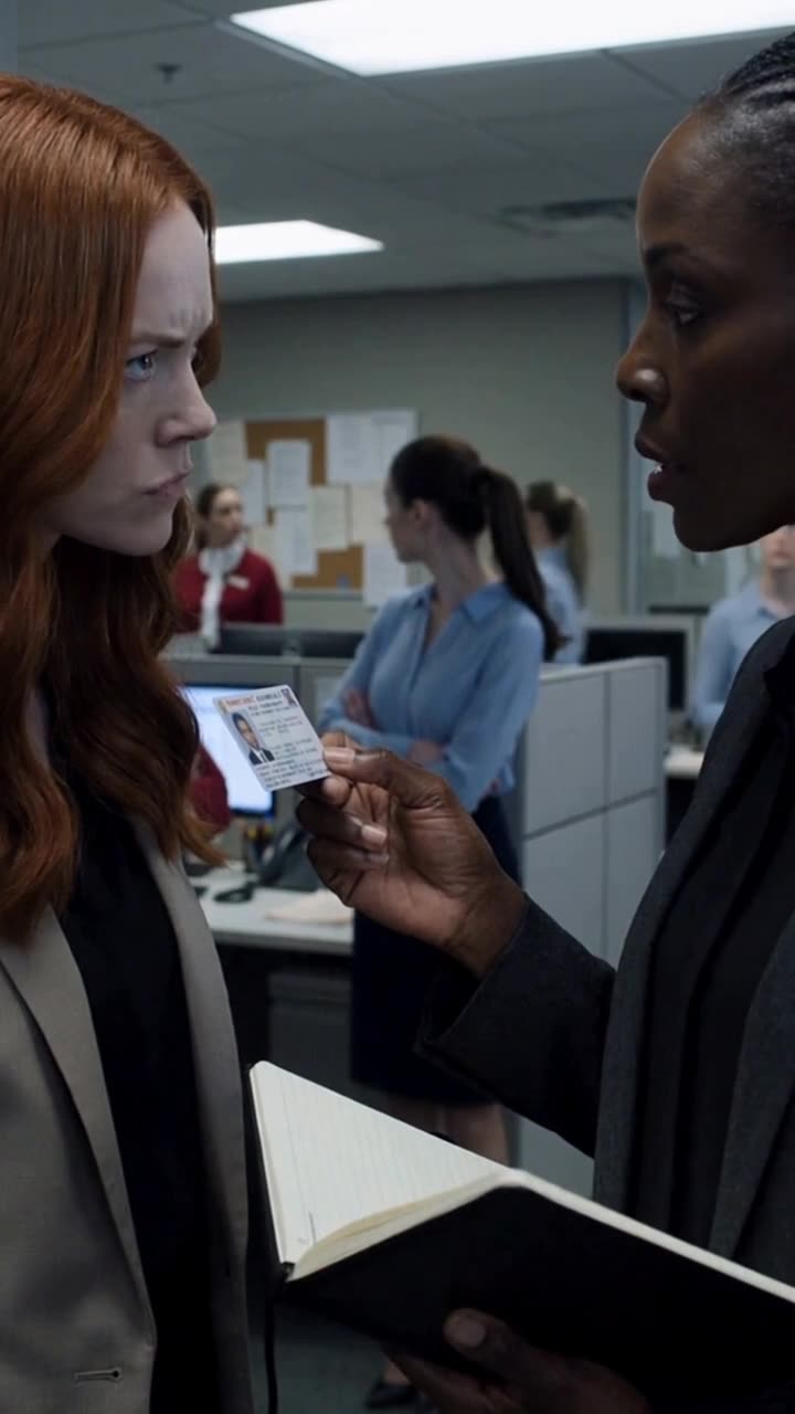 Maya presents her official identification badge, freezing Chloe in stunned disbelief.