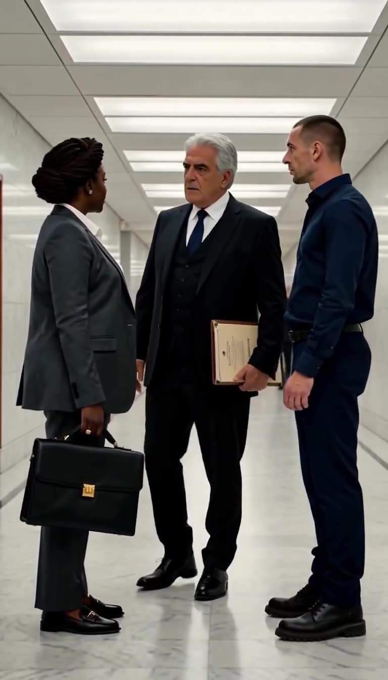 Jean-Pierre steps between Maxime and Aminata to reprimand the agent