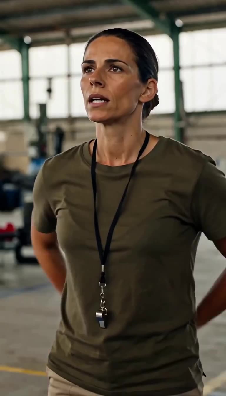 Camille clasps her hands behind her back while delivering firm orders
