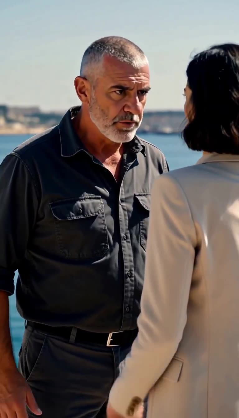 Philippe steps forward aggressively, issuing a stern lockdown order directly to Clothilde.