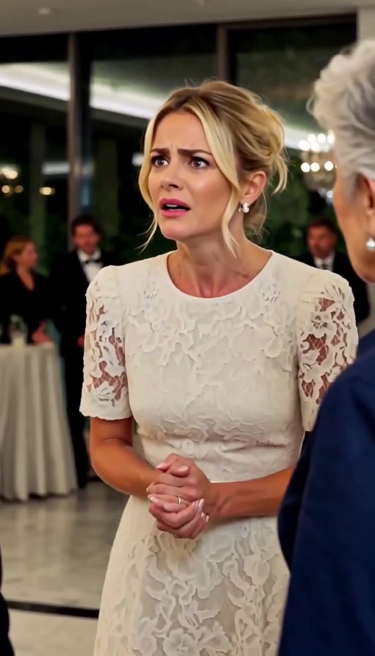Éléonore clasps her hands in total shock as Julien cancels the wedding.