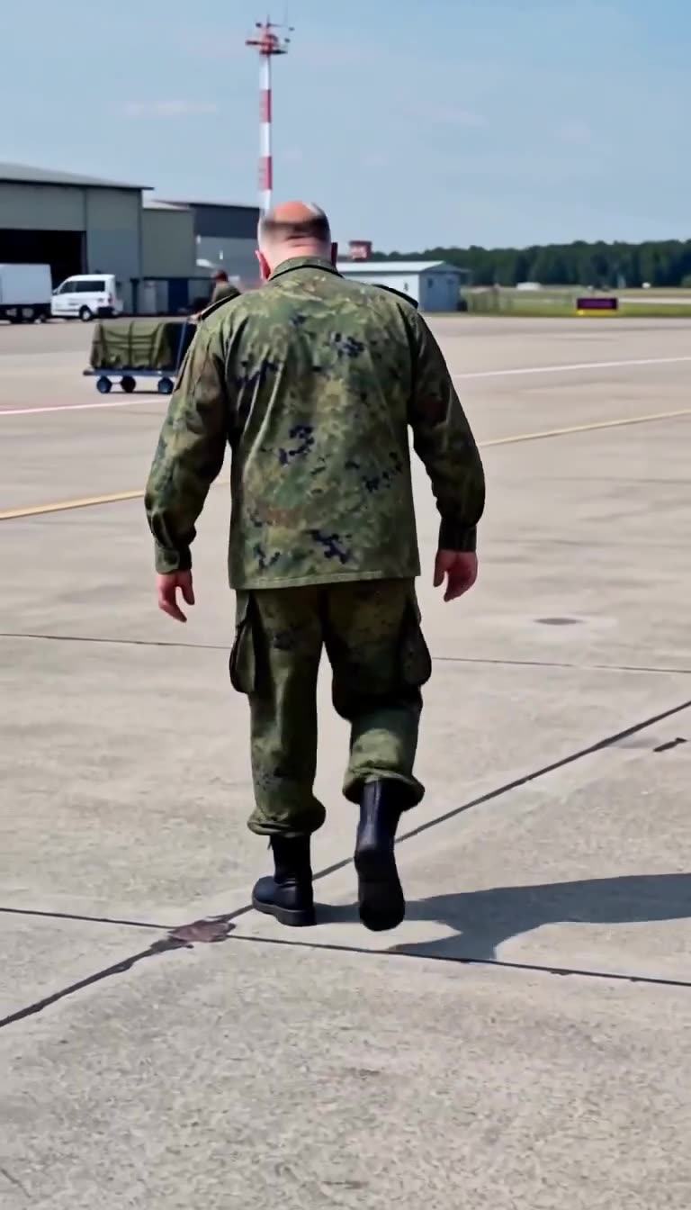 Oberst von Keller verlässt nach seiner bitteren Entmachtung geschlagen das Flugfeld.