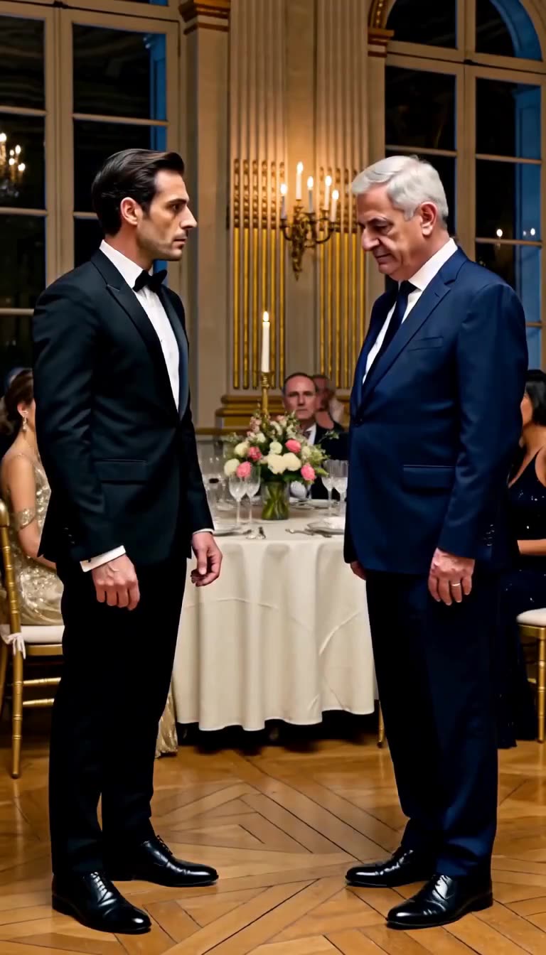 Adrien and Henri stand humbled and defeated on the ballroom floor following the decree.