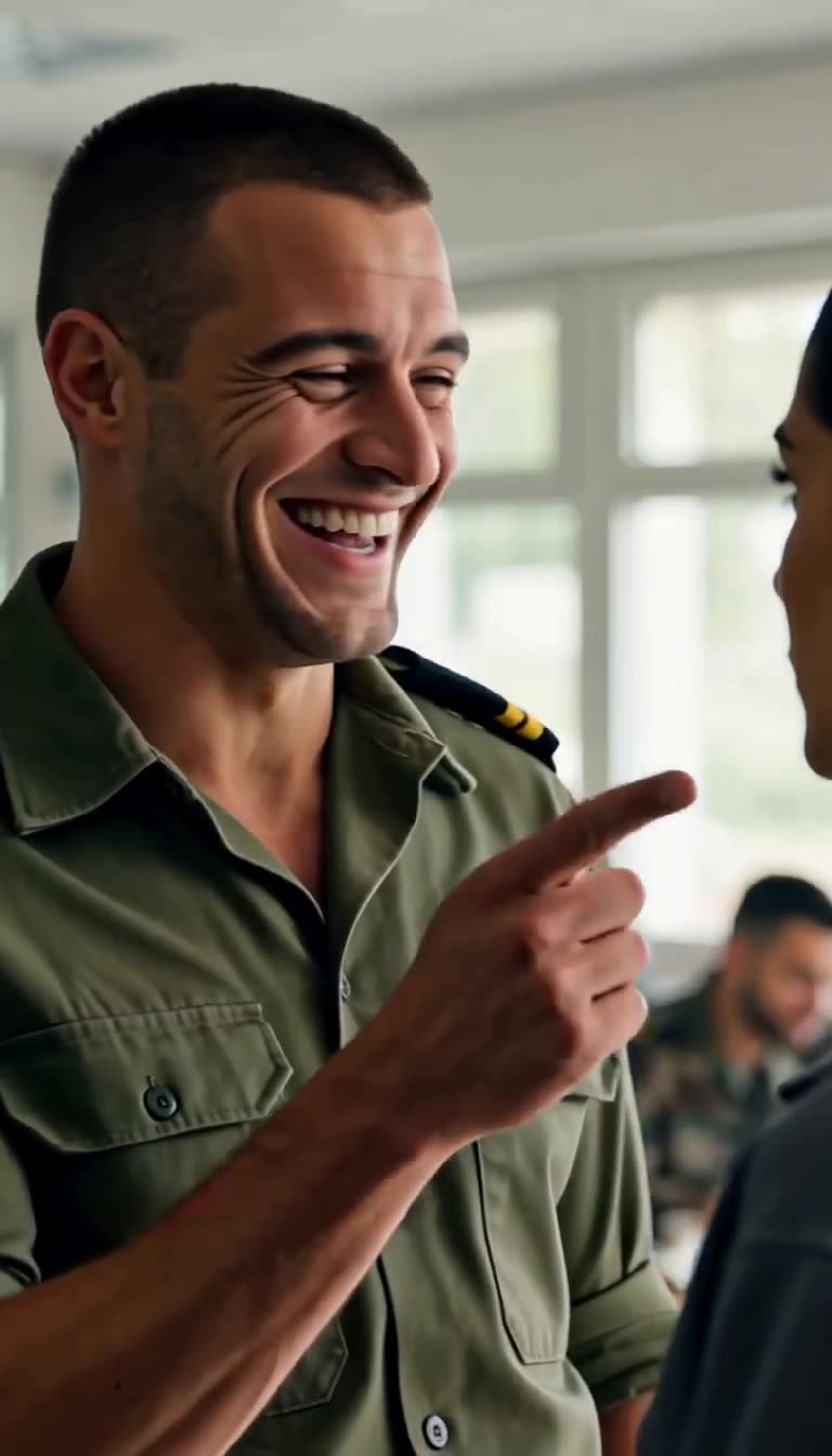 Julien laughs and points an accusatory finger at Camille in defiance.