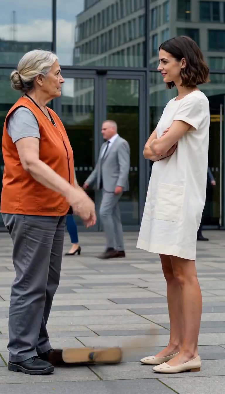 Der Straßenbesen fällt zu Boden, als Renate die Konfrontation eskalieren lässt