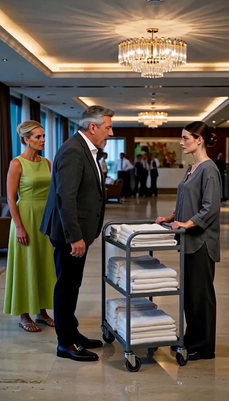 Der Hoteldirektor schaltet sich ein und stellt die Situation zwischen den beiden Frauen klar.