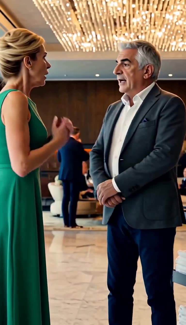 A hotel executive stands firm as the haughty female guest reacts in utter shock