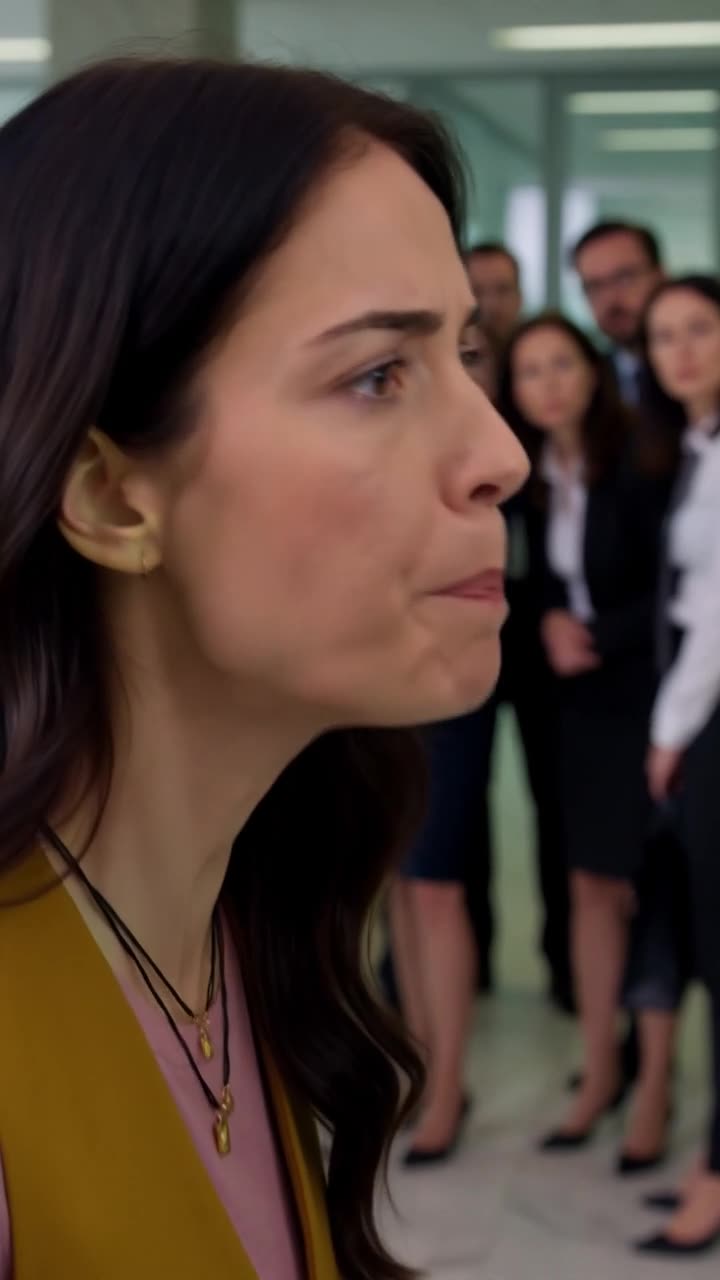 Vanessa schluckt nervös und blickt verunsichert zwischen Julian und den Zuschauern hin und her.