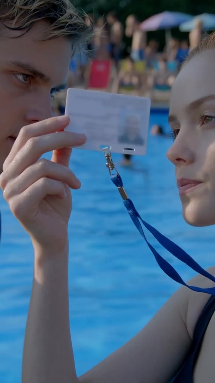 Camille holds up her official badge directly in front of a stunned Lucas.