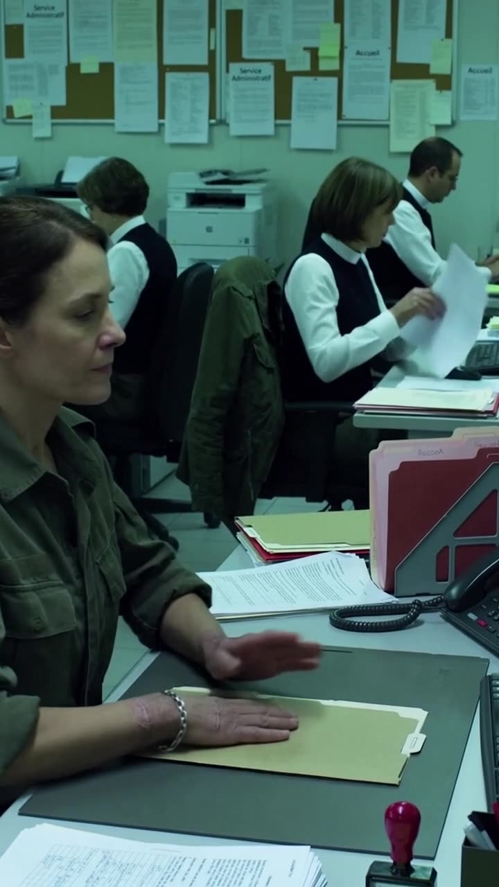 Sylvie places both hands over the confidential dossier after noticing Léa's wrist.