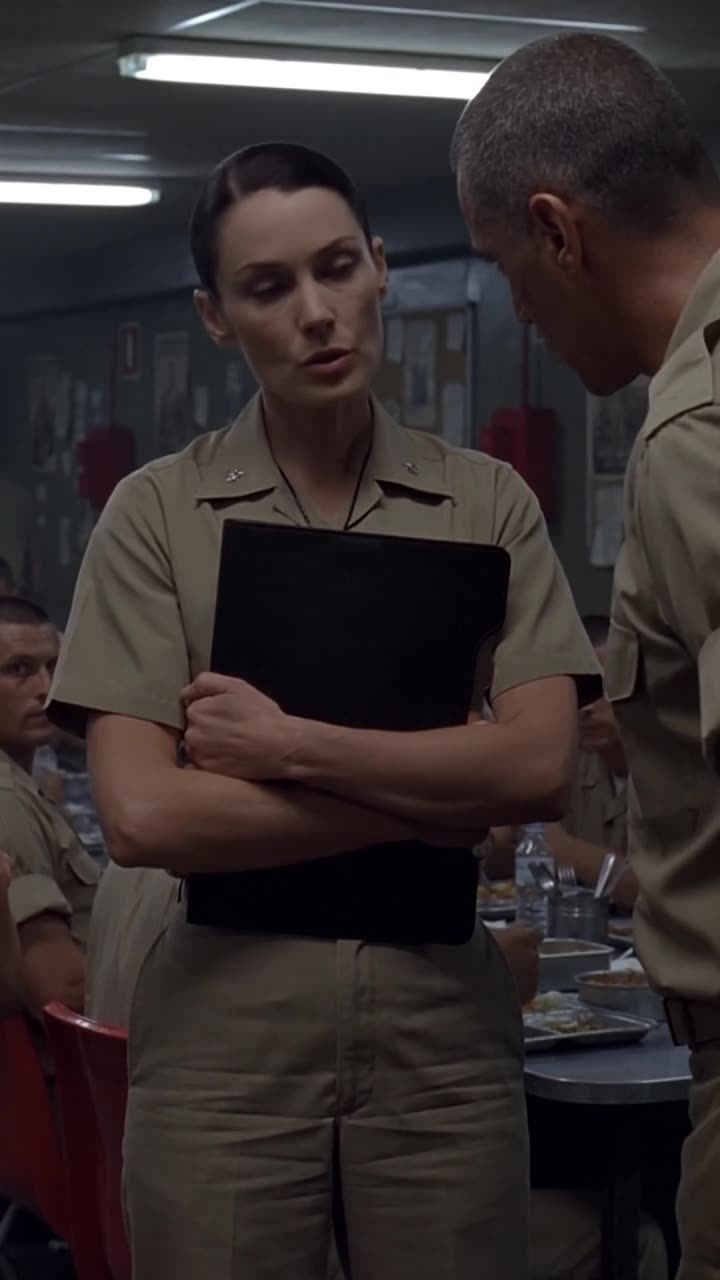 Claire holds the official folder against her chest while delivering a chilling ultimatum to Julien.