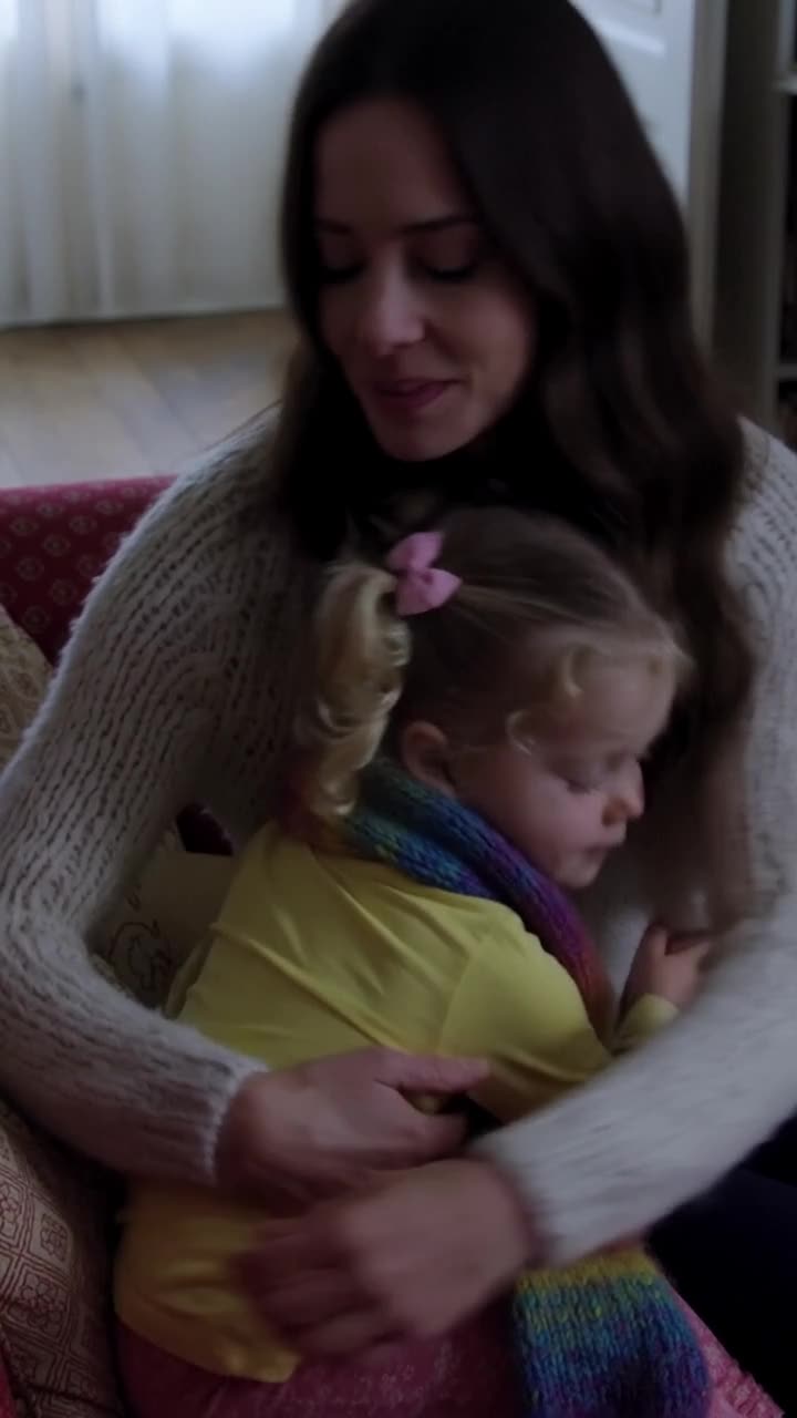 Camille tenderly wraps a rainbow scarf around Léa and embraces her