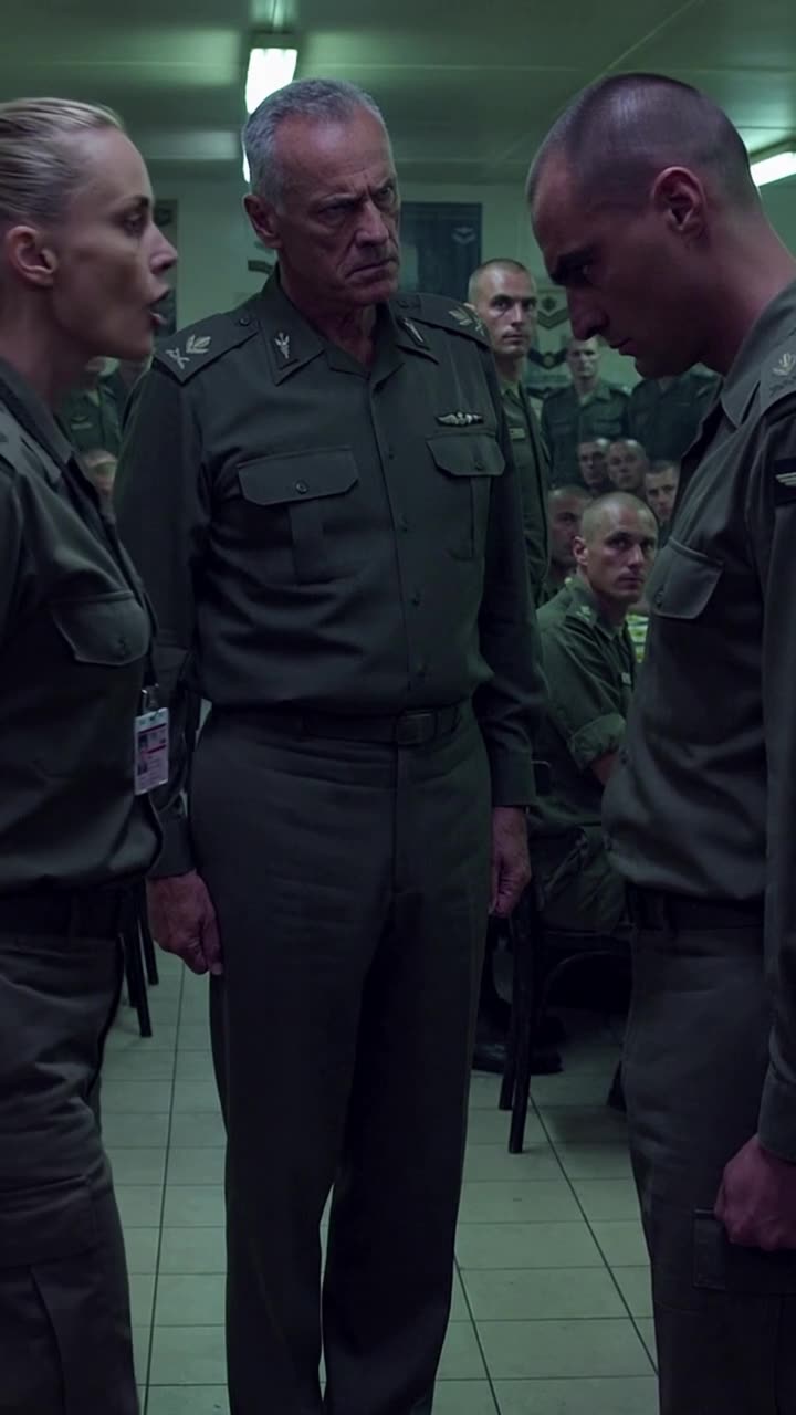 Henri standing between Élodie and Maxime during the tense confrontation