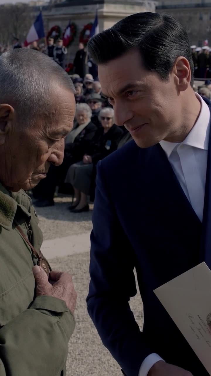 Alexandre leans in close with a mocking smile as Henri holds the hidden pendant cord beneath his collar.