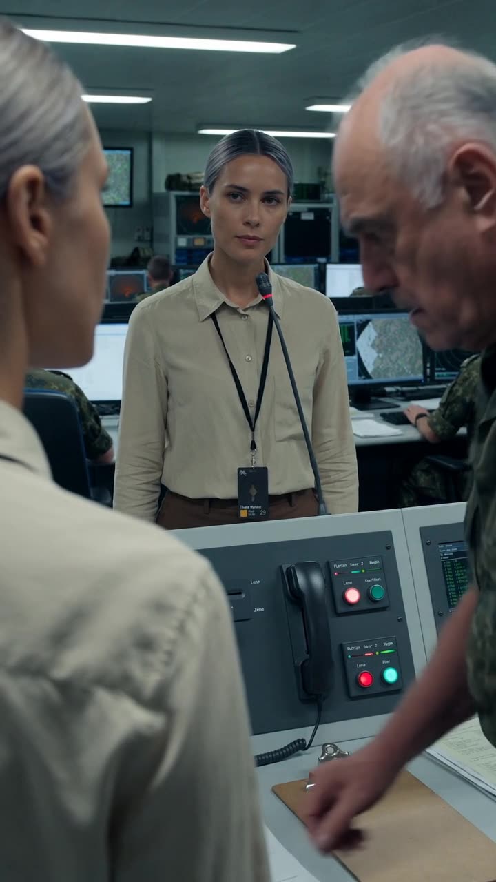 Thomas lässt geschockt sein Klemmbrett fallen, als Lena das Codewort über Funk übermittelt.