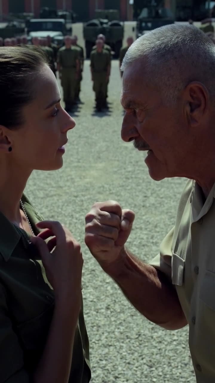 Philippe clenches his fist in fury as Camille calmly touches her collar to reveal a hidden necklace.